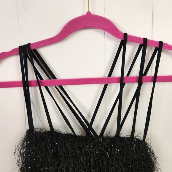 Bailey 44 Black Tinsel Fringe Mini Party Dress New NWT Size Medium Fearless - Picture 5 of 14